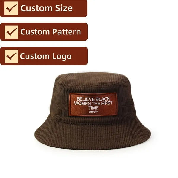 Corduroy Bucket Hat Custom Patch Outdoor Promo