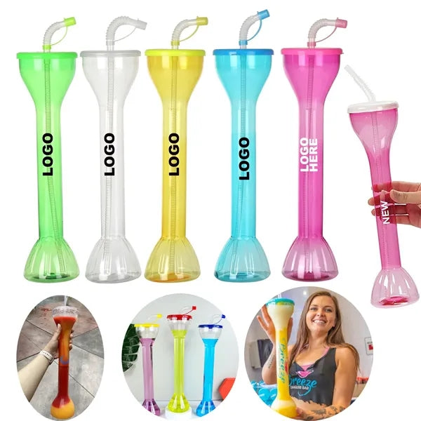 Disposable Plastic Water Bottle Party Yard Cup with Straw