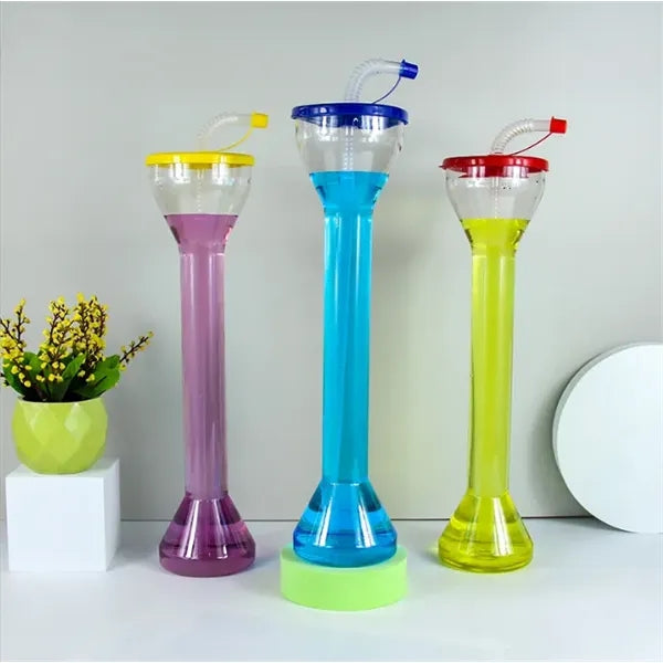 Disposable Plastic Water Bottle Party Yard Cup with Straw