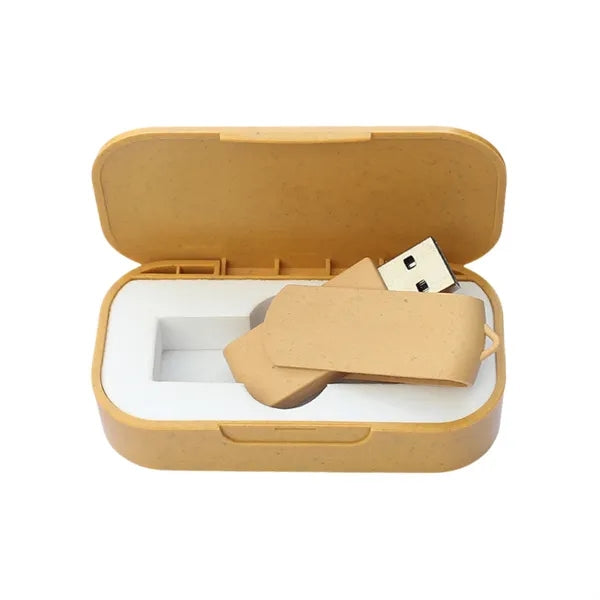 Wheat Straw Biodegradable Box USB Flash Drive Set