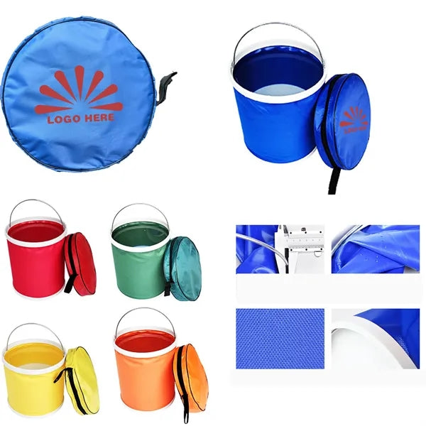 Logo Foldable Car Bucket Portable Outdoor Water Pail