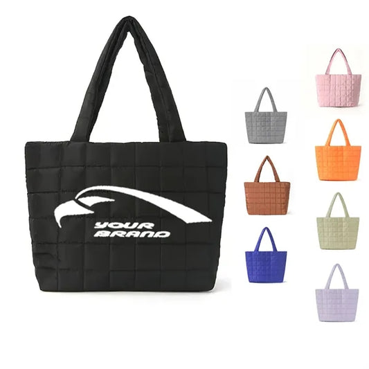 Women Padded Handbag Quilted Tote Shoulder Bag For Daily