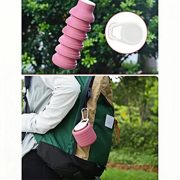 20Oz Collapsible Silicone Water Bottle With Loop