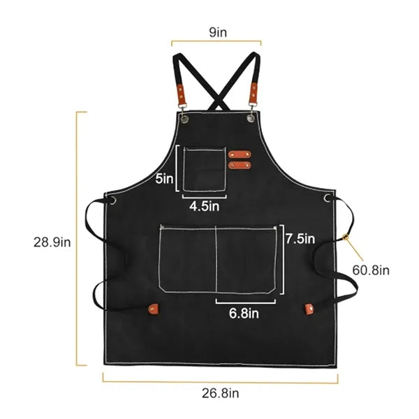 Heavy Duty Cross-Back Work Apron with Pockets