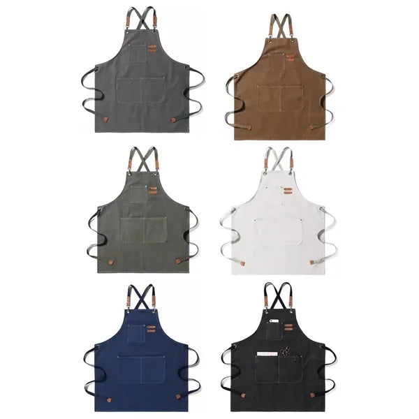 Heavy Duty Cross-Back Work Apron with Pockets
