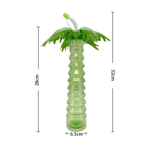 Palm Tree Novelty Tumbler with Straw for Tropical Drinks