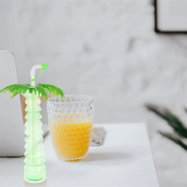 Palm Tree Novelty Tumbler with Straw for Tropical Drinks