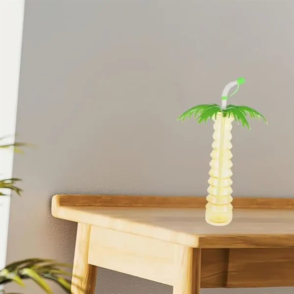 Palm Tree Novelty Tumbler with Straw for Tropical Drinks