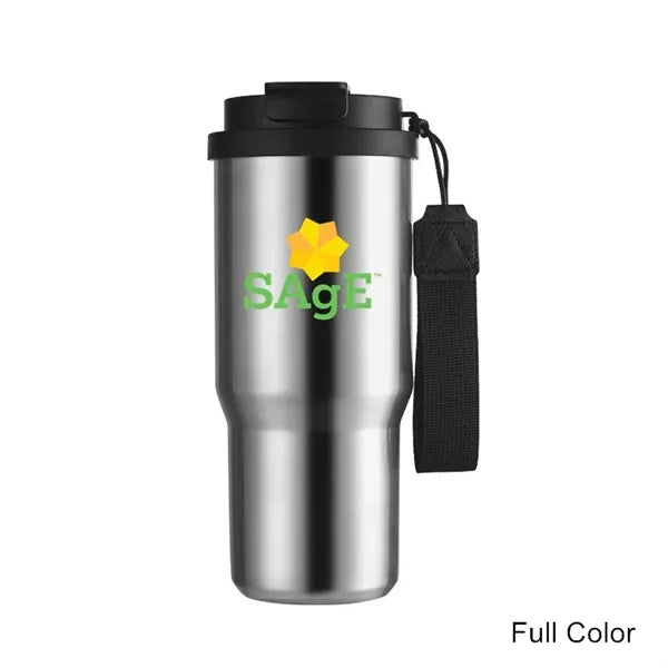 25 oz Leakproof Travel Tumbler with Carry Strap & Flip Lid