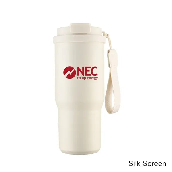 25 oz Leakproof Travel Tumbler with Carry Strap & Flip Lid