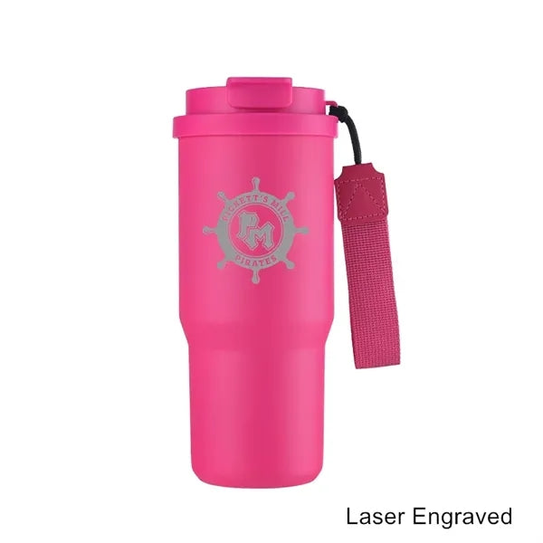 25 oz Leakproof Travel Tumbler with Carry Strap & Flip Lid