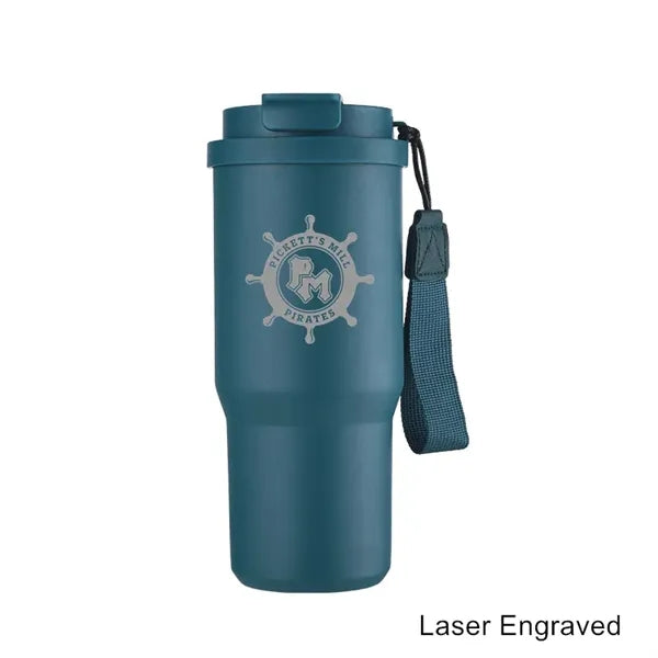 25 oz Leakproof Travel Tumbler with Carry Strap & Flip Lid