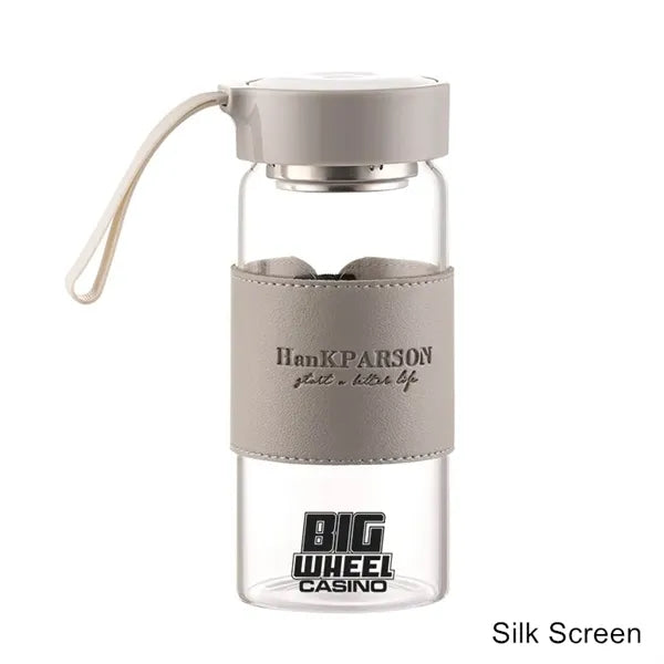 16 oz Borosilicate Glass Bottle w/ Silicone Sleeve & Strap