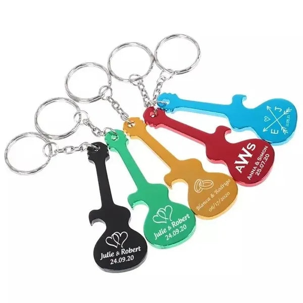 Aluminum Guitar Shape Bottle Opener Keychain