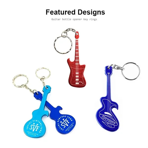 Aluminum Guitar Shape Bottle Opener Keychain