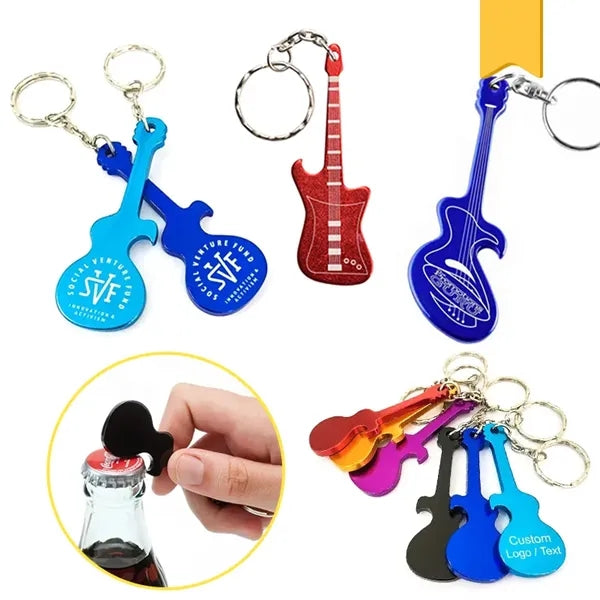 Aluminum Guitar Shape Bottle Opener Keychain