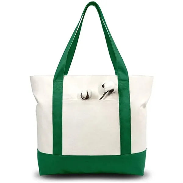 Cotton-Blend Shoulder Boat Tote Bag