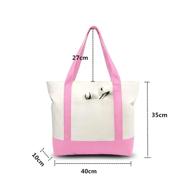 Cotton-Blend Shoulder Boat Tote Bag
