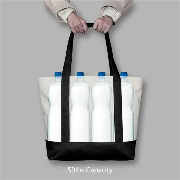Cotton-Blend Shoulder Boat Tote Bag