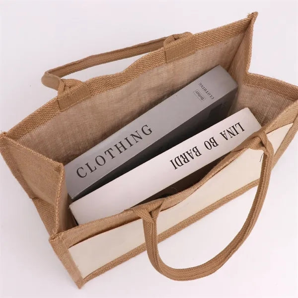 Eco-Friendly Large Jute Grocery Tote with Pocket