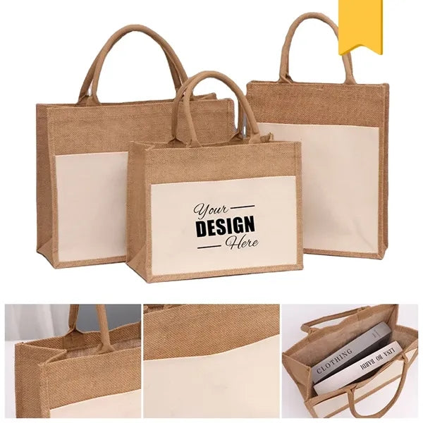 Eco-Friendly Large Jute Grocery Tote with Pocket