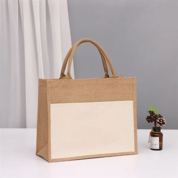 Eco-Friendly Large Jute Grocery Tote with Pocket