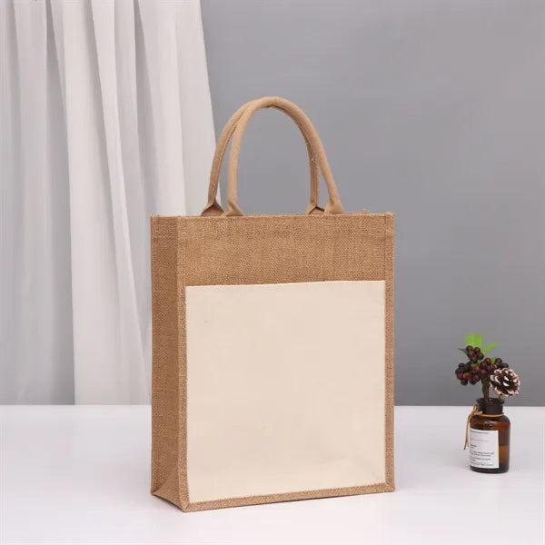 Eco-Friendly Large Jute Grocery Tote with Pocket