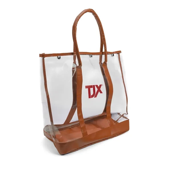 Luxe Button-Top Tote with PU Leather Trim