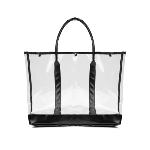 Luxe Button-Top Tote with PU Leather Trim