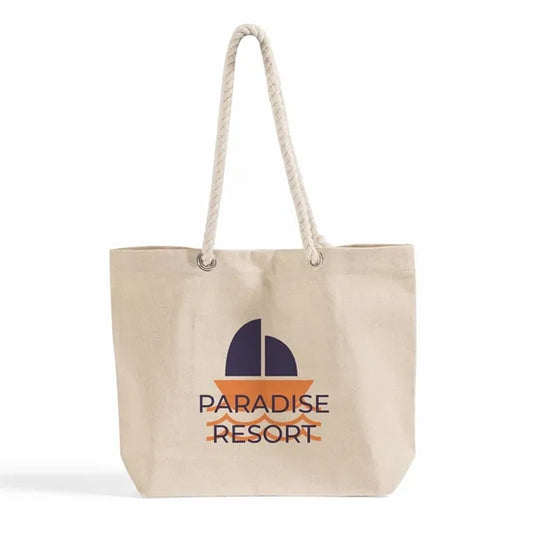 Rope Handle Canvas Beach Tote