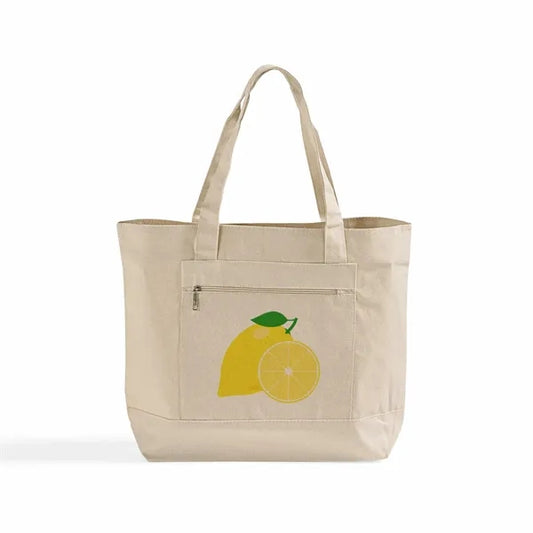 Zippered Canvas Utility Tote (Natural)