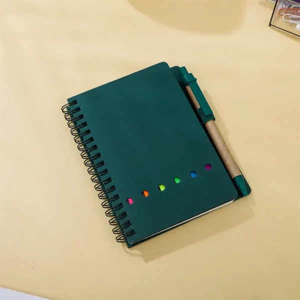 Spiral Lined Notepad Set w/ Pen and Sticky Notes, 70 Sheets