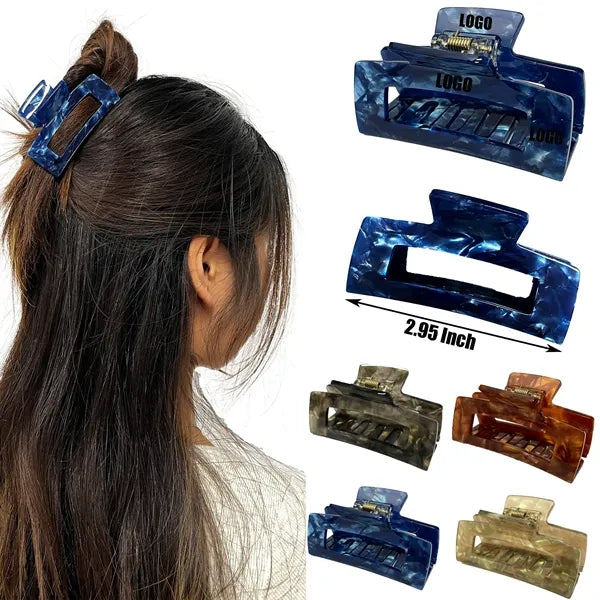 Pearl Color 2.95Inch Medium Rectangular Acetate Hair Clip