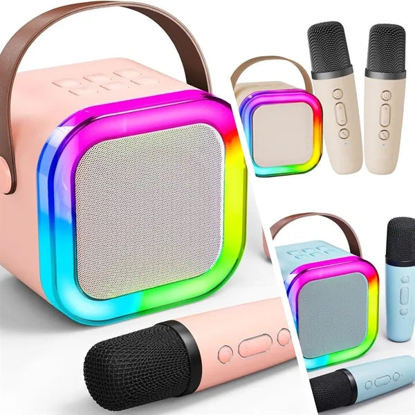 Party Wave Portable Mini Karaoke Machine W/ 2 Microphones