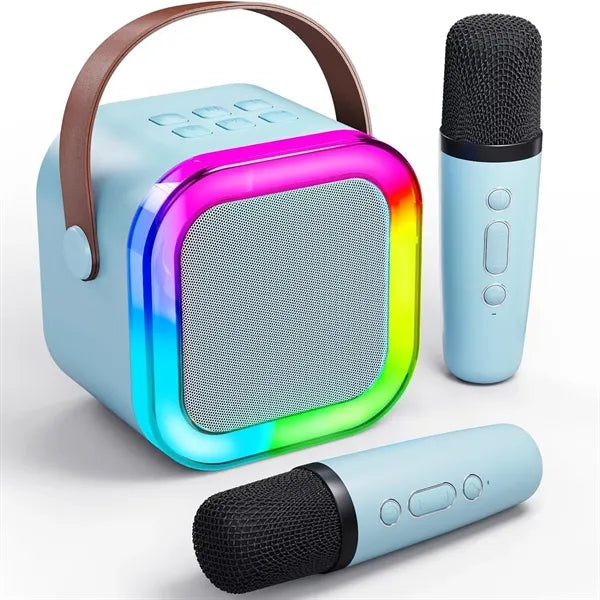 Party Wave Portable Mini Karaoke Machine W/ 2 Microphones