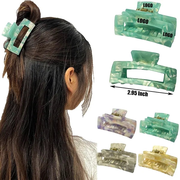 Cream Color 2.95Inch Medium Rectangular Acetate Hair Clip