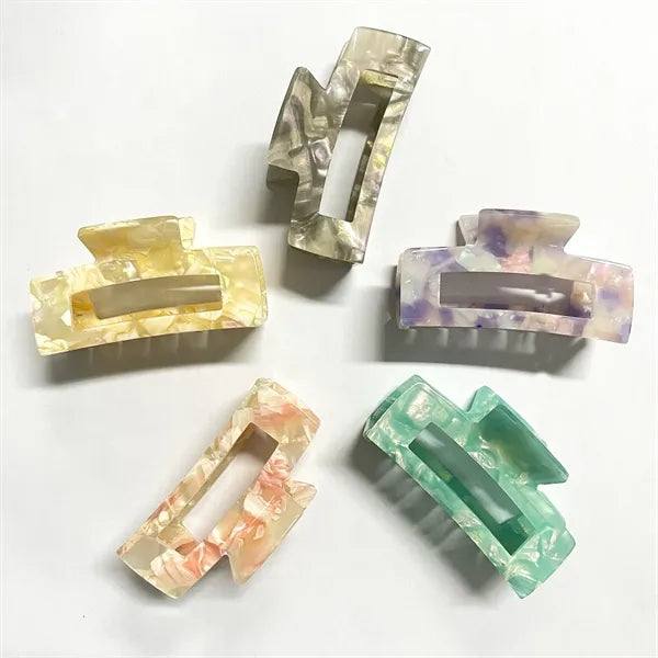 Cream Color 2.95Inch Medium Rectangular Acetate Hair Clip