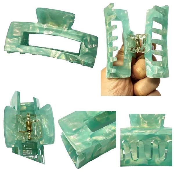 Cream Color 2.95Inch Medium Rectangular Acetate Hair Clip