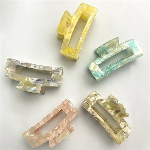 Marbling 2.95Inch Medium Rectangular Acetate Hair Clip