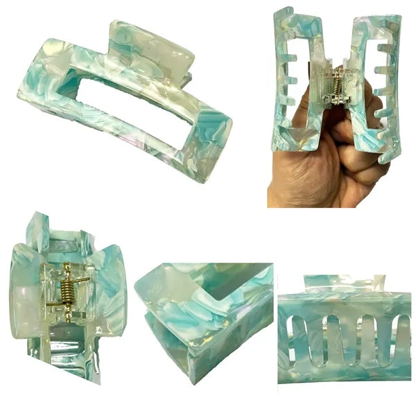Marbling 2.95Inch Medium Rectangular Acetate Hair Clip