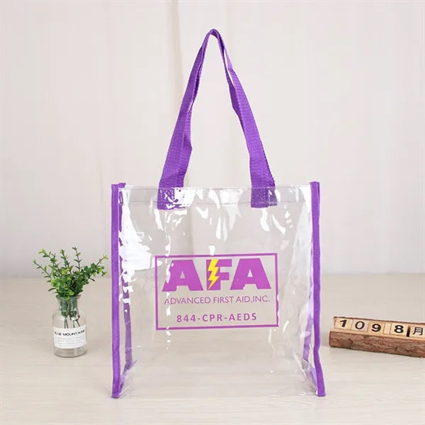 Clear Vinyl Stadium Tote Bag With Colorful Trim