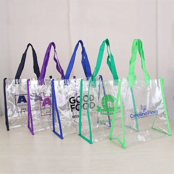 Clear Vinyl Stadium Tote Bag With Colorful Trim