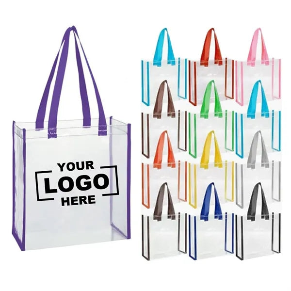 Clear Vinyl Stadium Tote Bag With Colorful Trim
