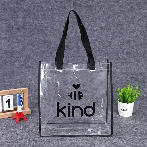 Clear Vinyl Stadium Tote Bag With Colorful Trim