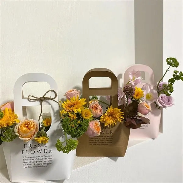 Kraft Paper Bouquet Gift Tote Bag with Handle