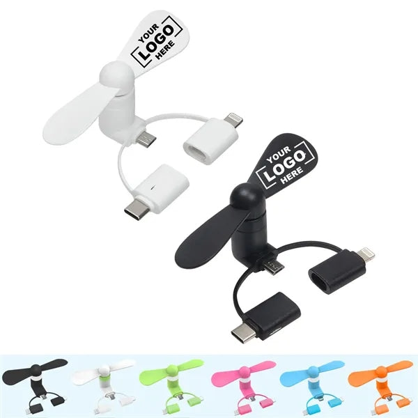 Mini 3-in-1 USB Mobile Phone Fan With 3 Connectors