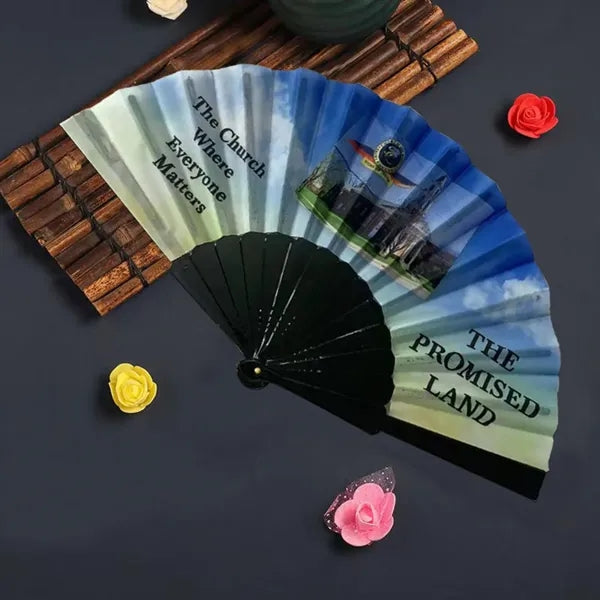 Folding Hand Fan With Durable Plastic Handle