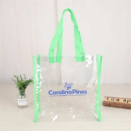 Clear Vinyl Stadium Tote Bag With Colorful Trim