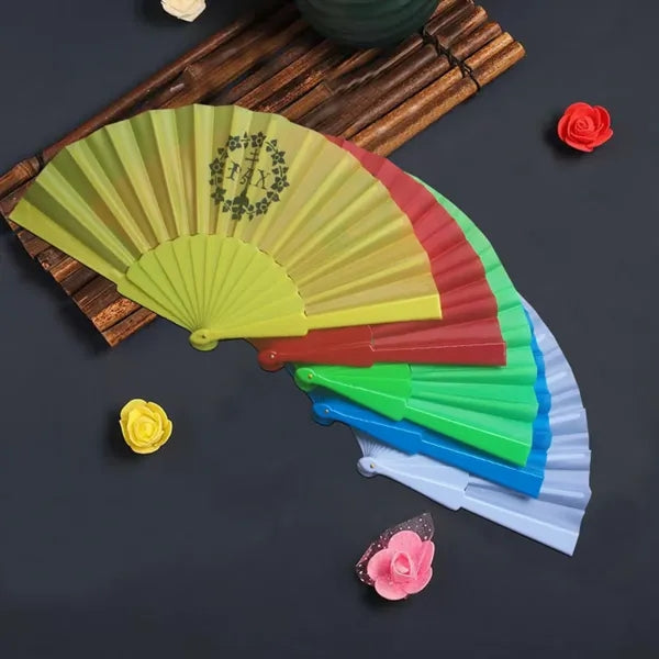 Folding Hand Fan With Durable Plastic Handle