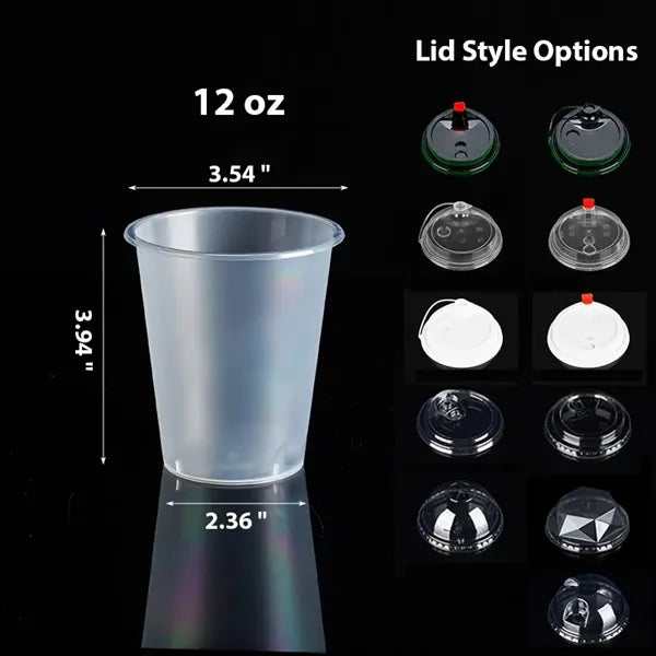 12/16/24oz Frosted Disposable Plastic Cup With Lid